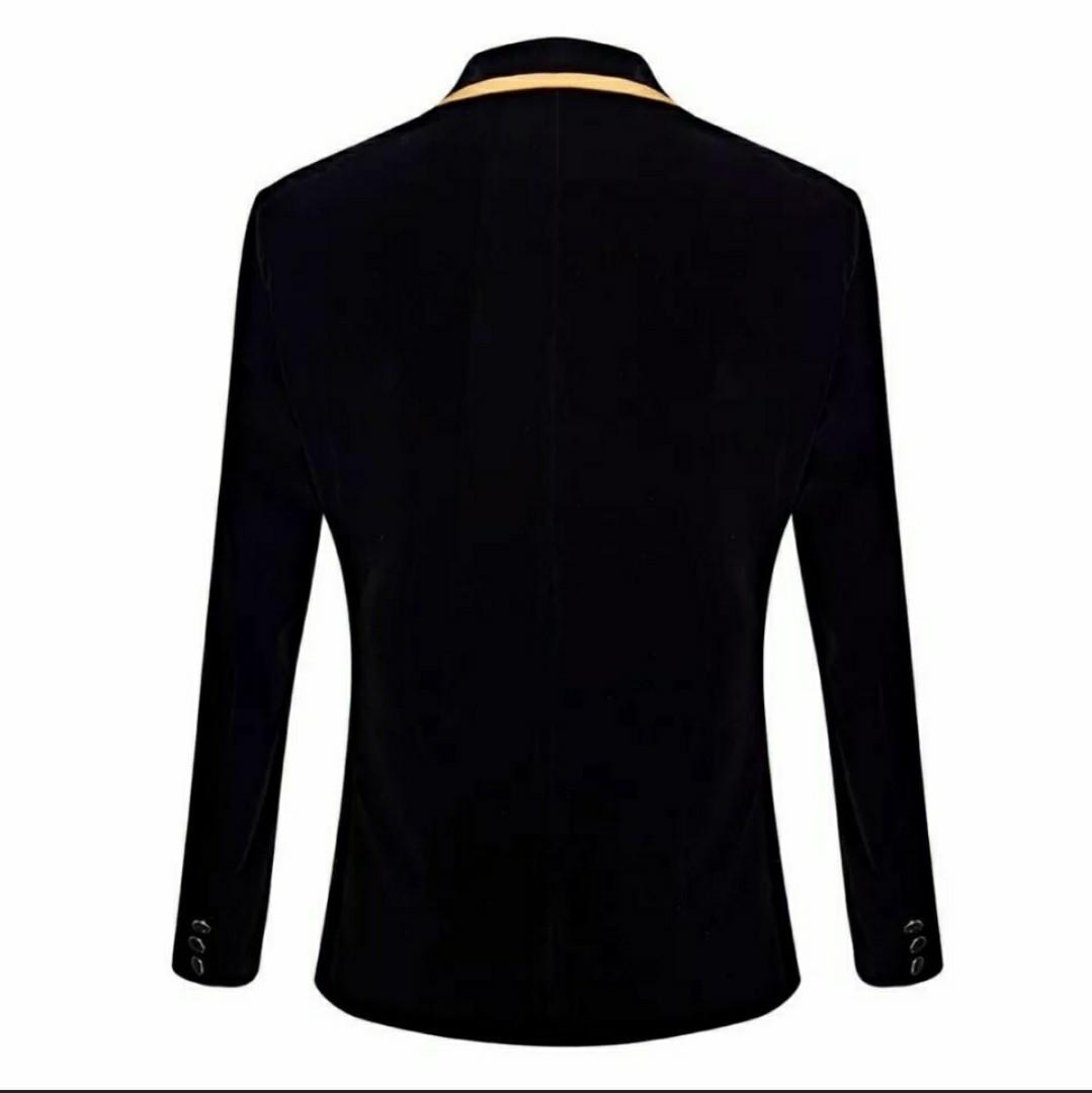 Mens black blazer on sale with gold trim
