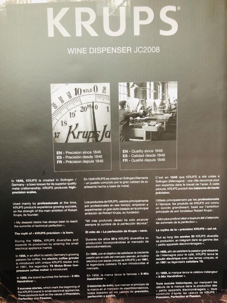 Brand New KRUPS Wine Dispenser, Furniture & Home Living, Kitchenware