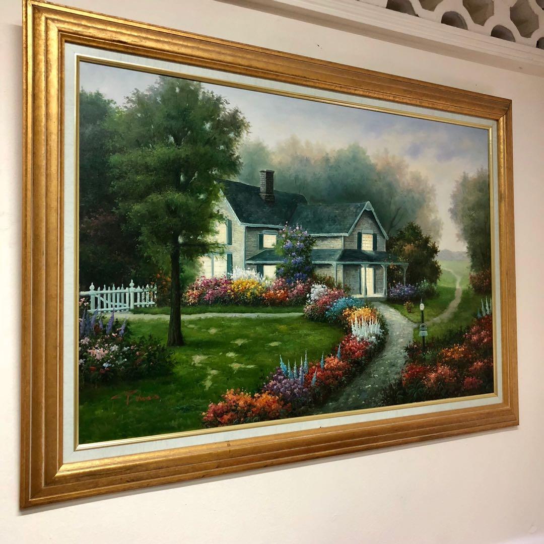 Countryside Abode Oil Painting By Paul Vines Vintage Collectibles Vintage Collectibles On Carousell