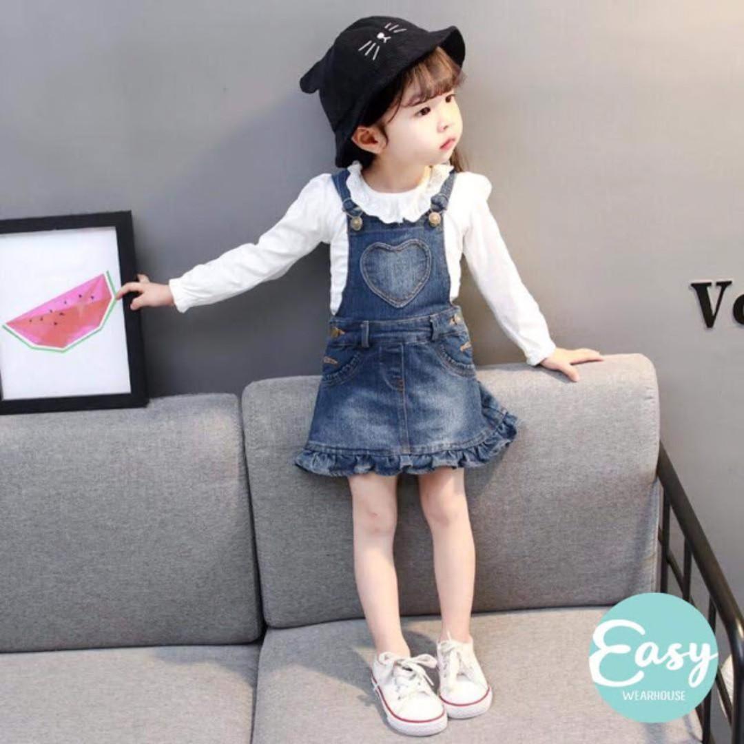 Denim overall hotsell skirt set