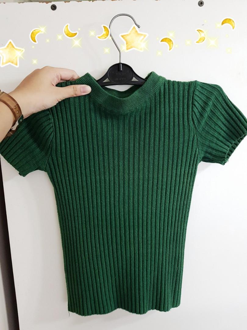 Green Knitted Top, Women's Fashion 