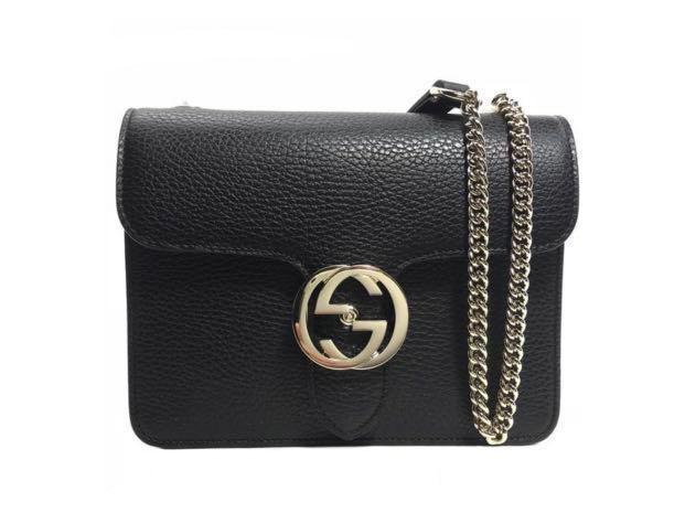 gucci black leather shoulder bag
