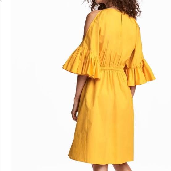yellow cold shoulder dresses