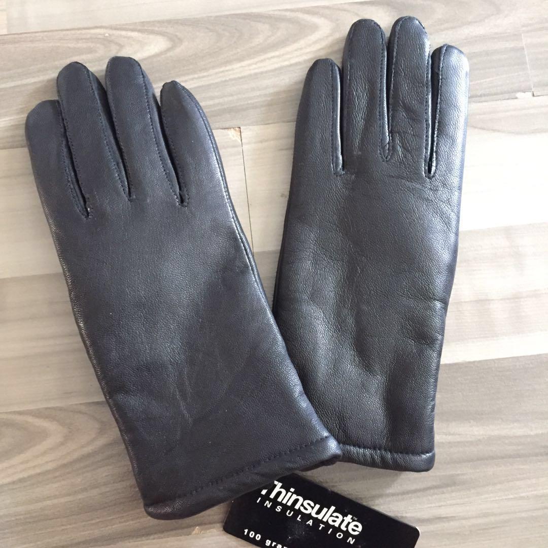 black leather winter gloves