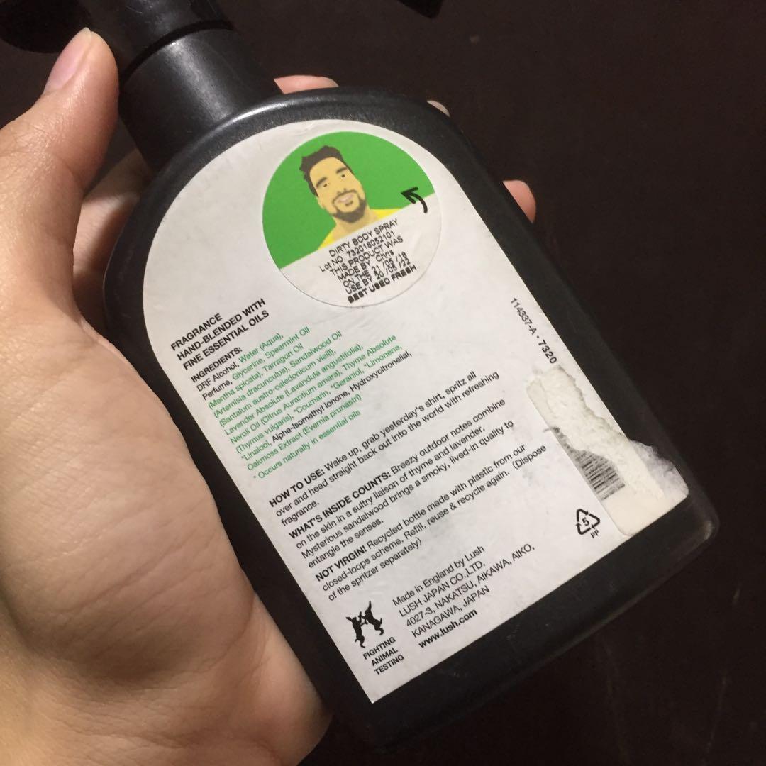 Lush Dirty Body Spray, Beauty & Personal Care, Fragrance & Deodorants