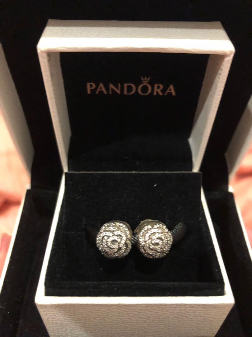 Pandora Shimmering Rose clip a pair Luxury Accessories on Carousell
