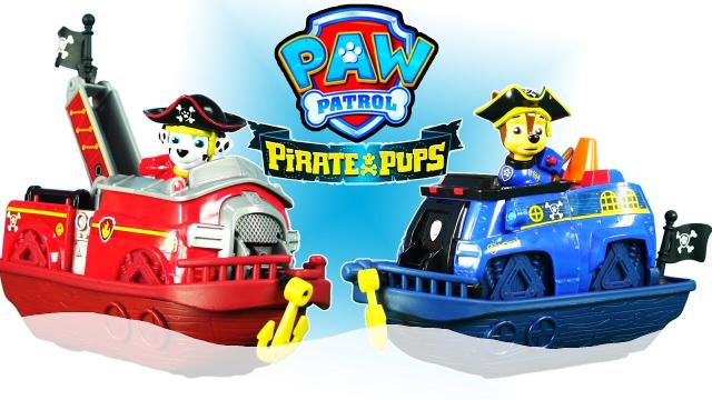 Paw patrol pirate vehicles chase & marshall top
