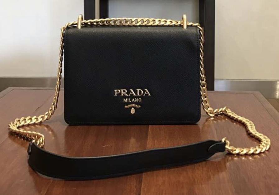 Prada Chain Crossbody Shoulder Bag Saffiano Leather 1BD133 New
