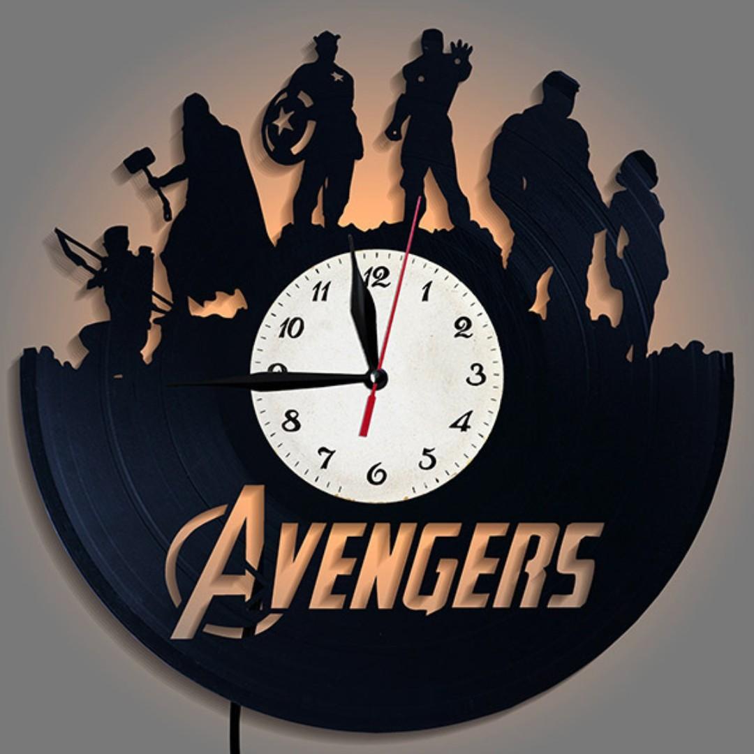 New Marvel The Avengers Vinyl Records Analog Wall Clock with/without ...