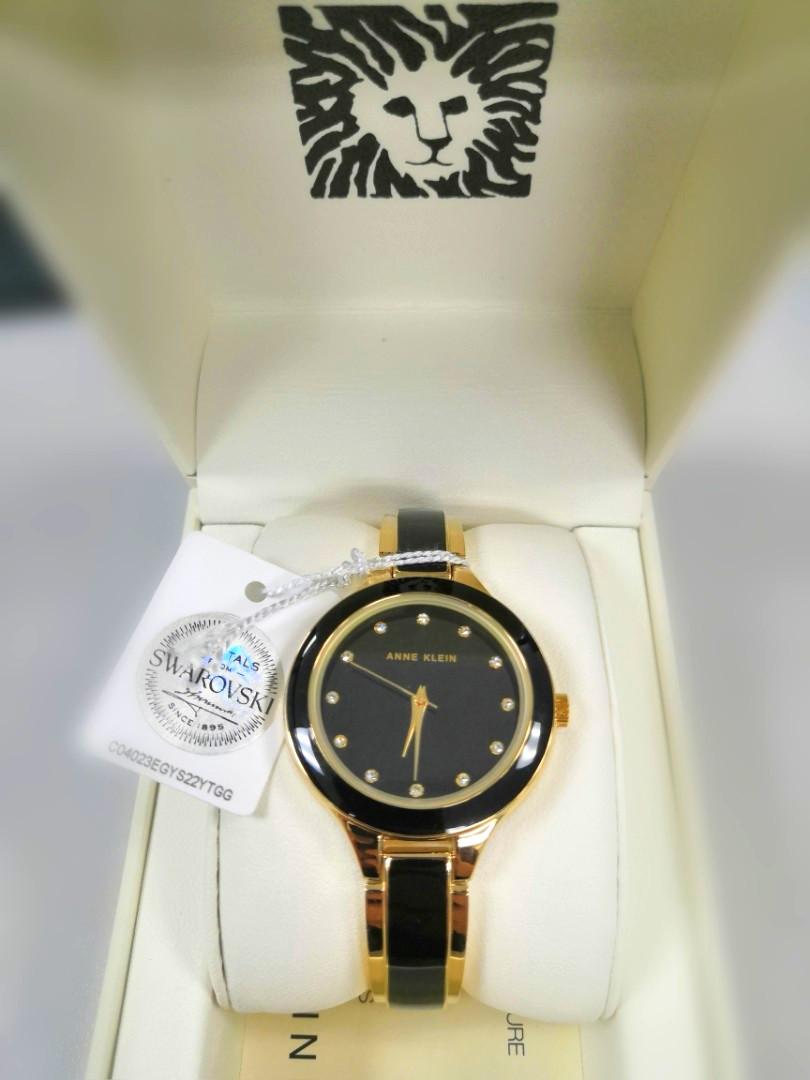REPRICED ANNE KLEIN WATCH SWAROVSKI BLACK GOLD Women s Fashion