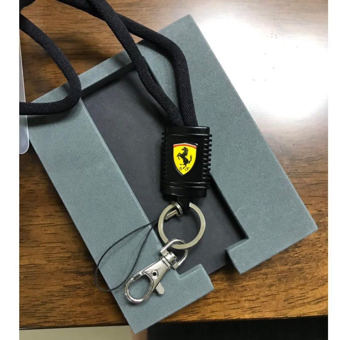 Scuderia Ferrari Black Neck Strap Lanyard Key Clip and Pass Holder –