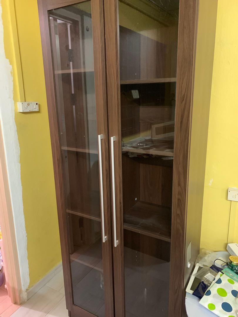 Tall Glass Shelving Wooden Display Cabinet Furniture Shelves Drawers On Carousell