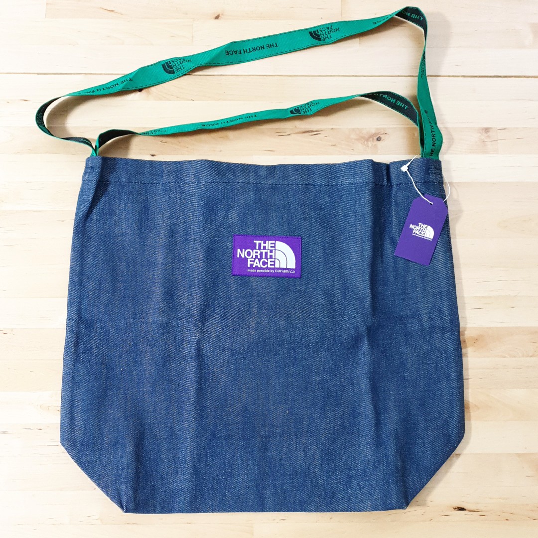 The north face purple label denim logo tape shop tote
