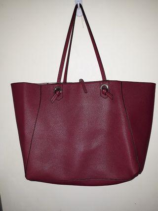 Mango Knot Shopper Bag Burgundy