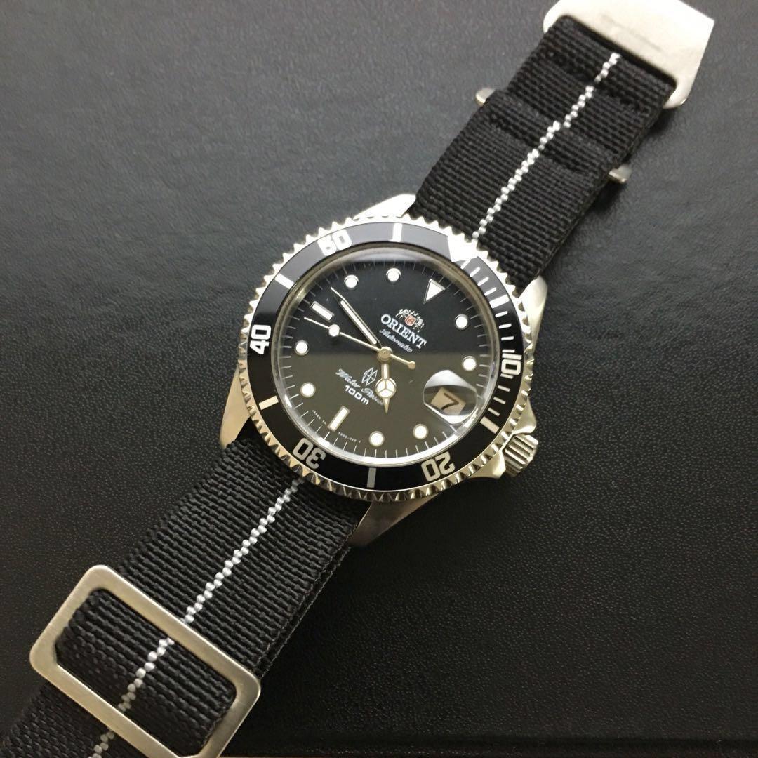 22mm Black White Military Nationale Nylon Watch Strap, Mobile