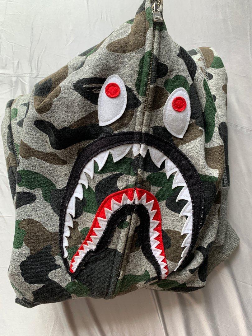 bape ponr shark hoodie grey