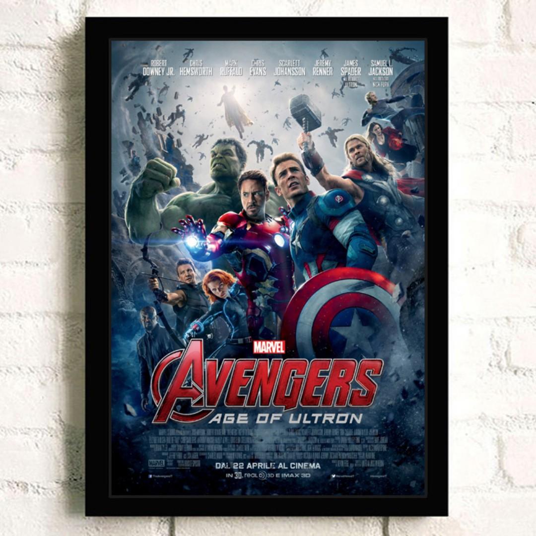 Avengers Age Of Ultron Poster 1 With Black Frame Design Craft Art Prints On Carousell
