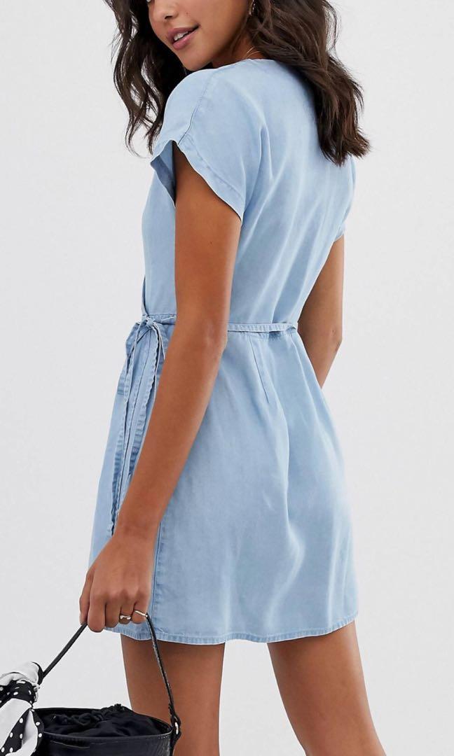 asos denim wrap dress