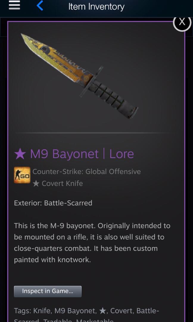 Csgo M9 Bayonet Lore Bs Toys Games Video Gaming In Game Products On Carousell - golden m9 roblox