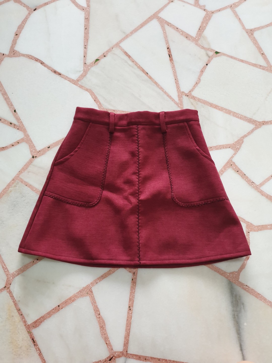 Dark red skirt, Women's Fashion, Bottoms, Skirts on Carousell