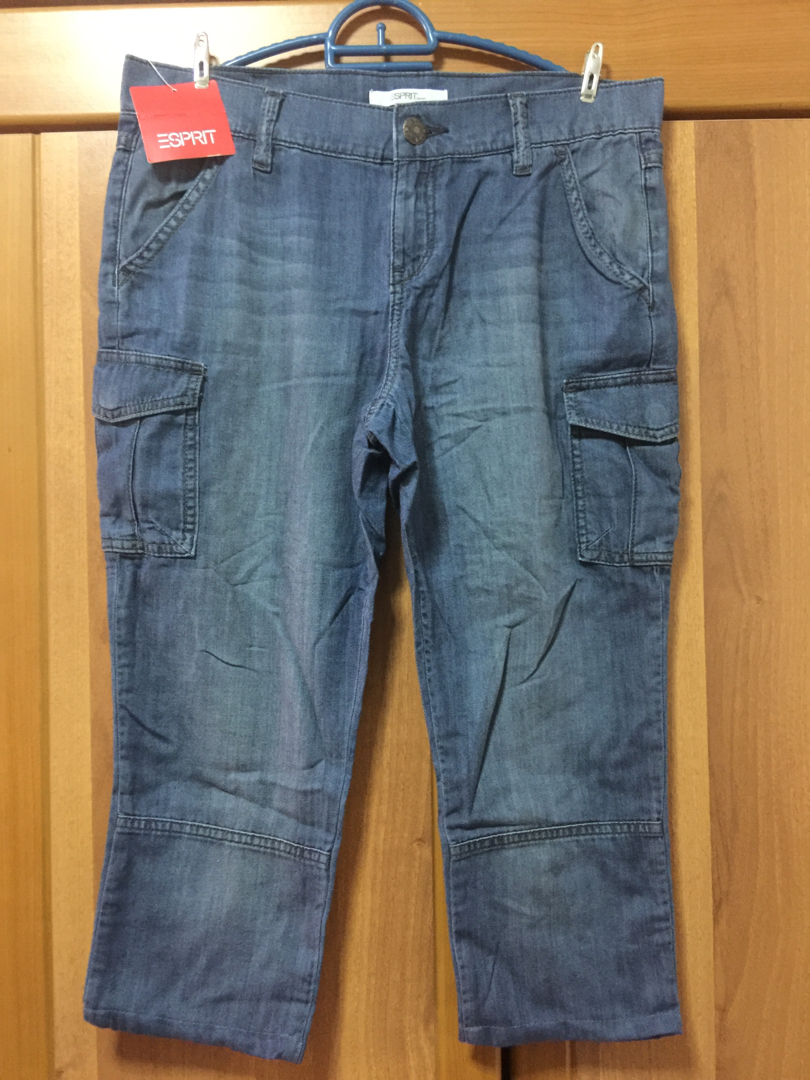 [ESPRIT] Women Cropped Cargo Denim Jeans, Women's Fashion, Bottoms