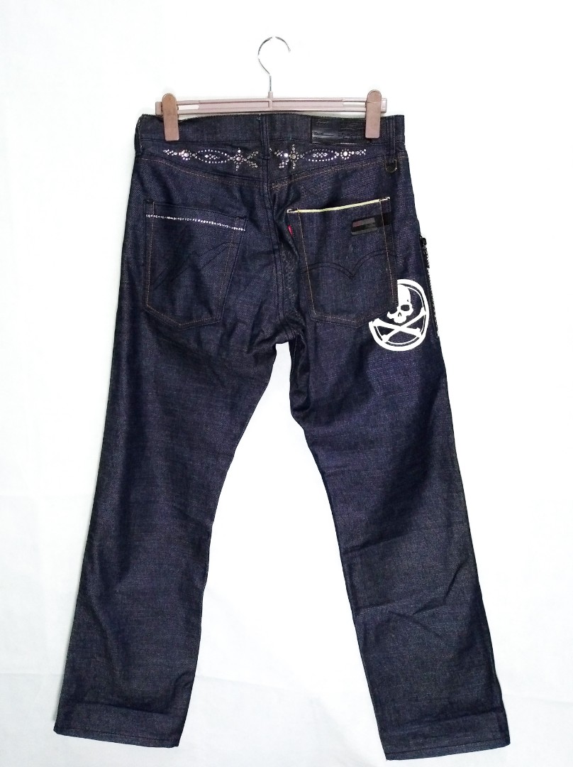 Jeans MASTERMIND JAPAN 2012 - Denim Distress Wash Gris - Taille L - Coupe Straight - Occasion