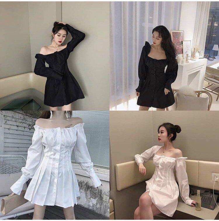 Off Shoulder Pleated Dress Korean Ulzzang Style Women S Fashion Clothes Dresses Skirts On Carousell Ngắm street style của các bạn trẻ sành mặc tuần qua, bạn sẽ không chỉ bỏ túi được hàng loạt ý tưởng mix đồ trendy mà còn. off shoulder pleated dress korean ulzzang style