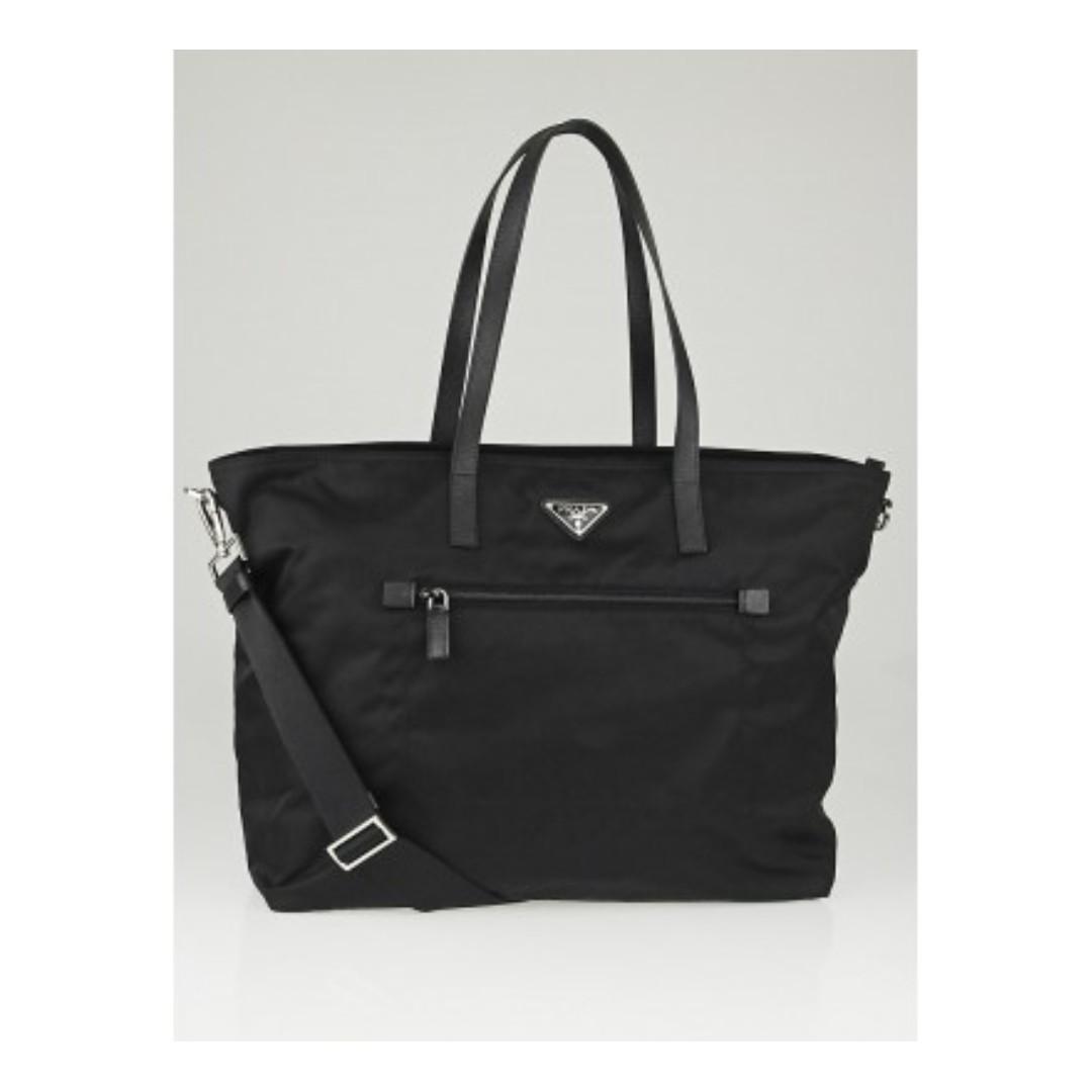 prada nylon tote bag black