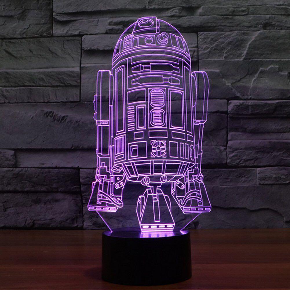 Color Changing Robot Star Wars Force Awaken 7 Color Changing Robot R2D2 Touch 3D Optical ...
