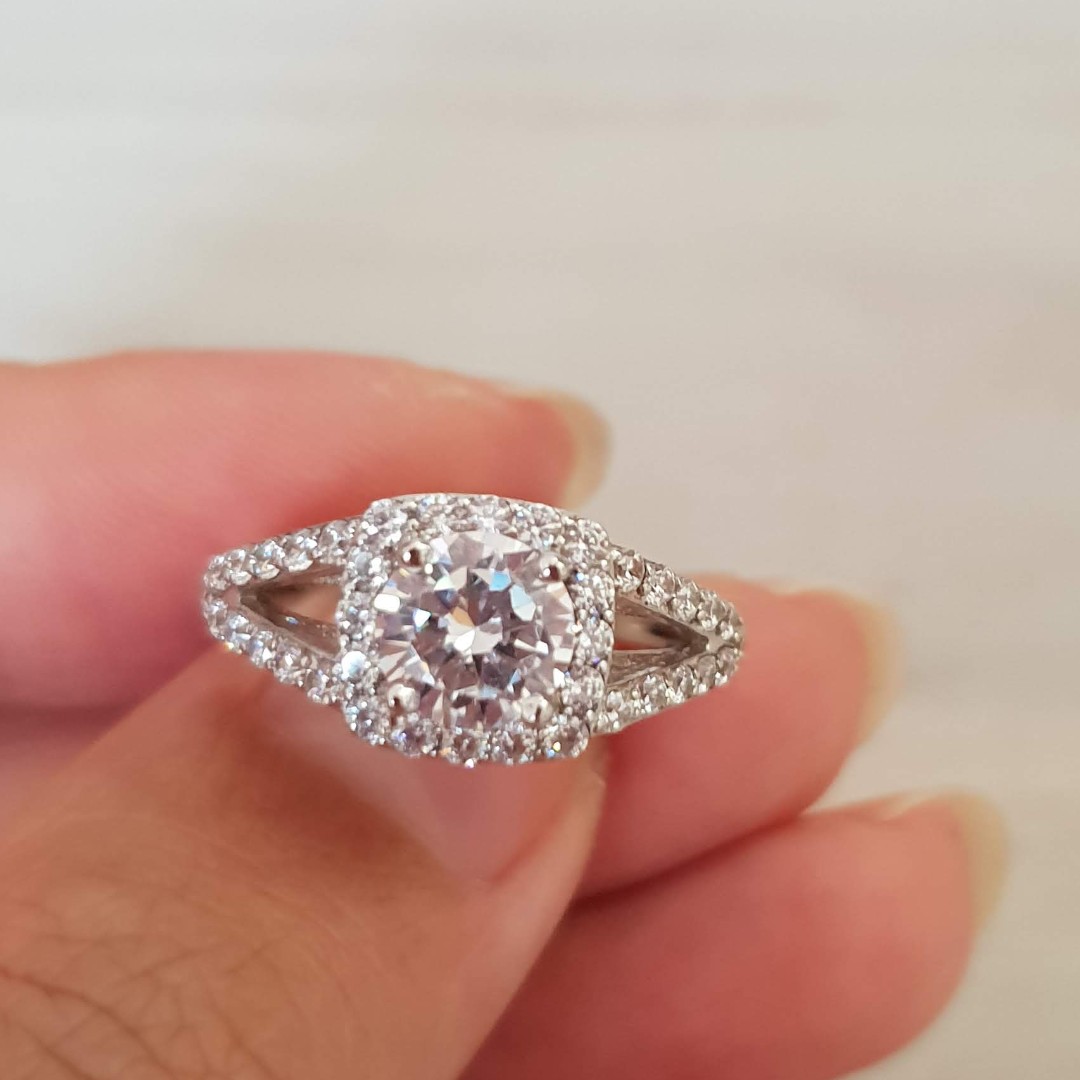 White Gold Sterling Silver Fairytale Cathedral Diamond CZ Ring