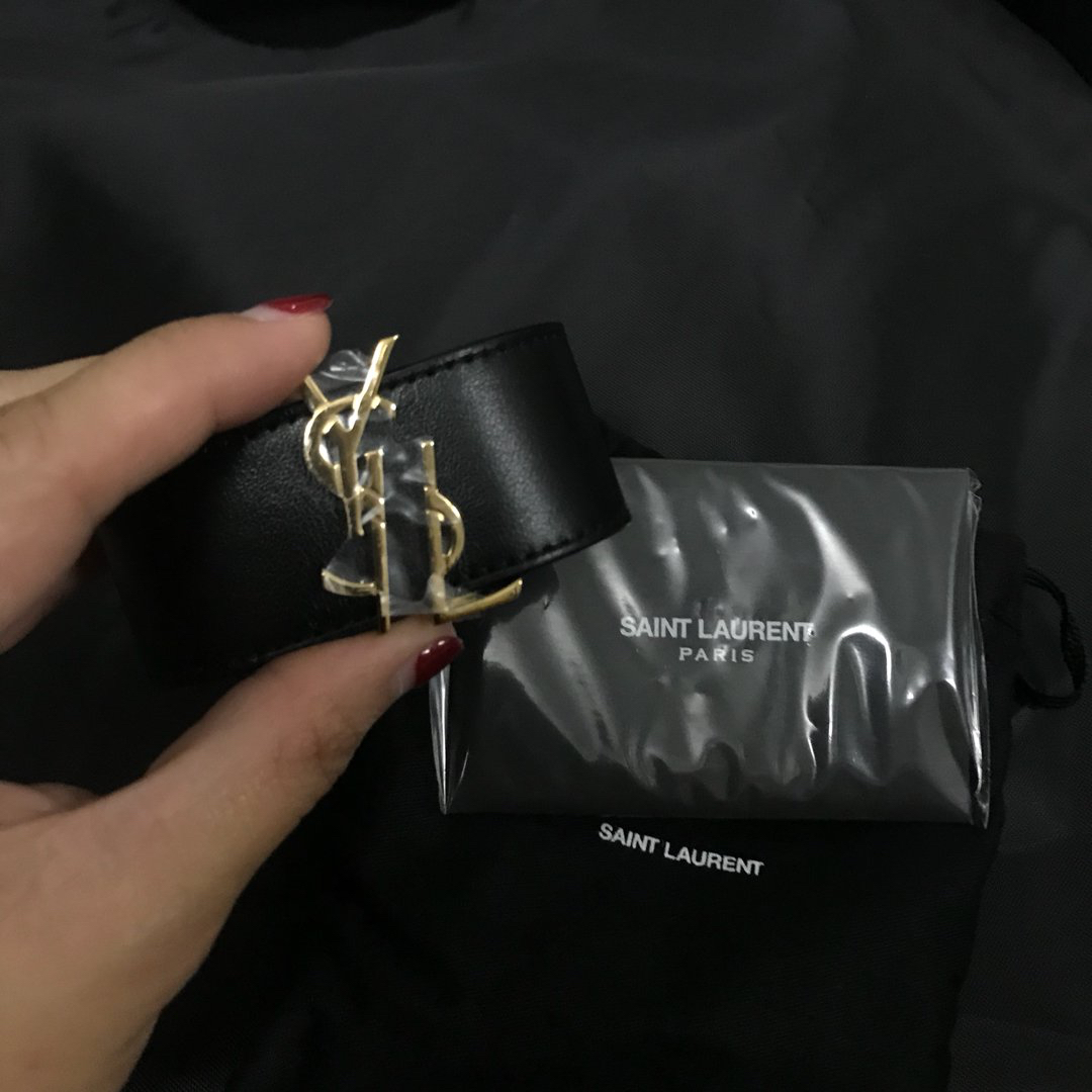 Ysl leather shop cuff bracelet