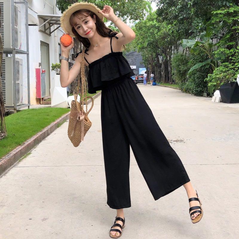 115 2 COLOURS ulzzang mustard yellow black jumpsuit romper long