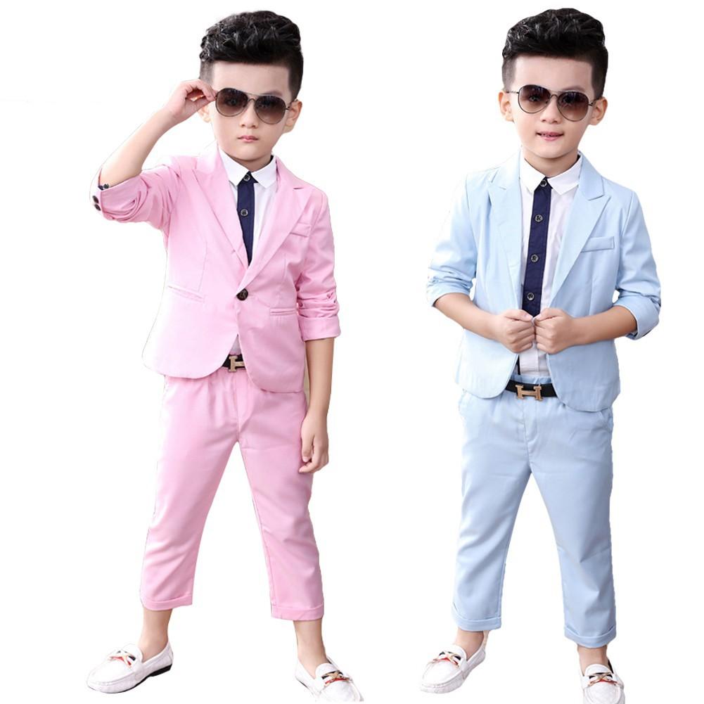 3pcs Boys Slim Fit Formal Suit Kids Wedding Party Outfit Jacket Pants Shirt