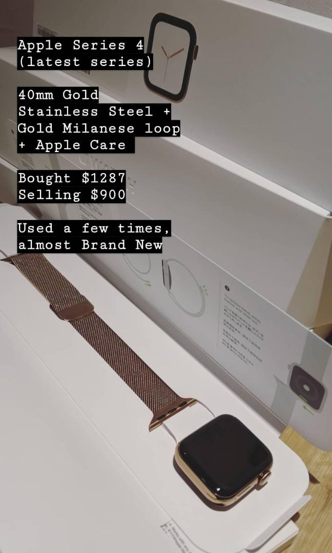 Apple Watch Series 4 Gold With Milanese Loop Apple Care Mobile Phones Tablets Iphone Others On Carousell