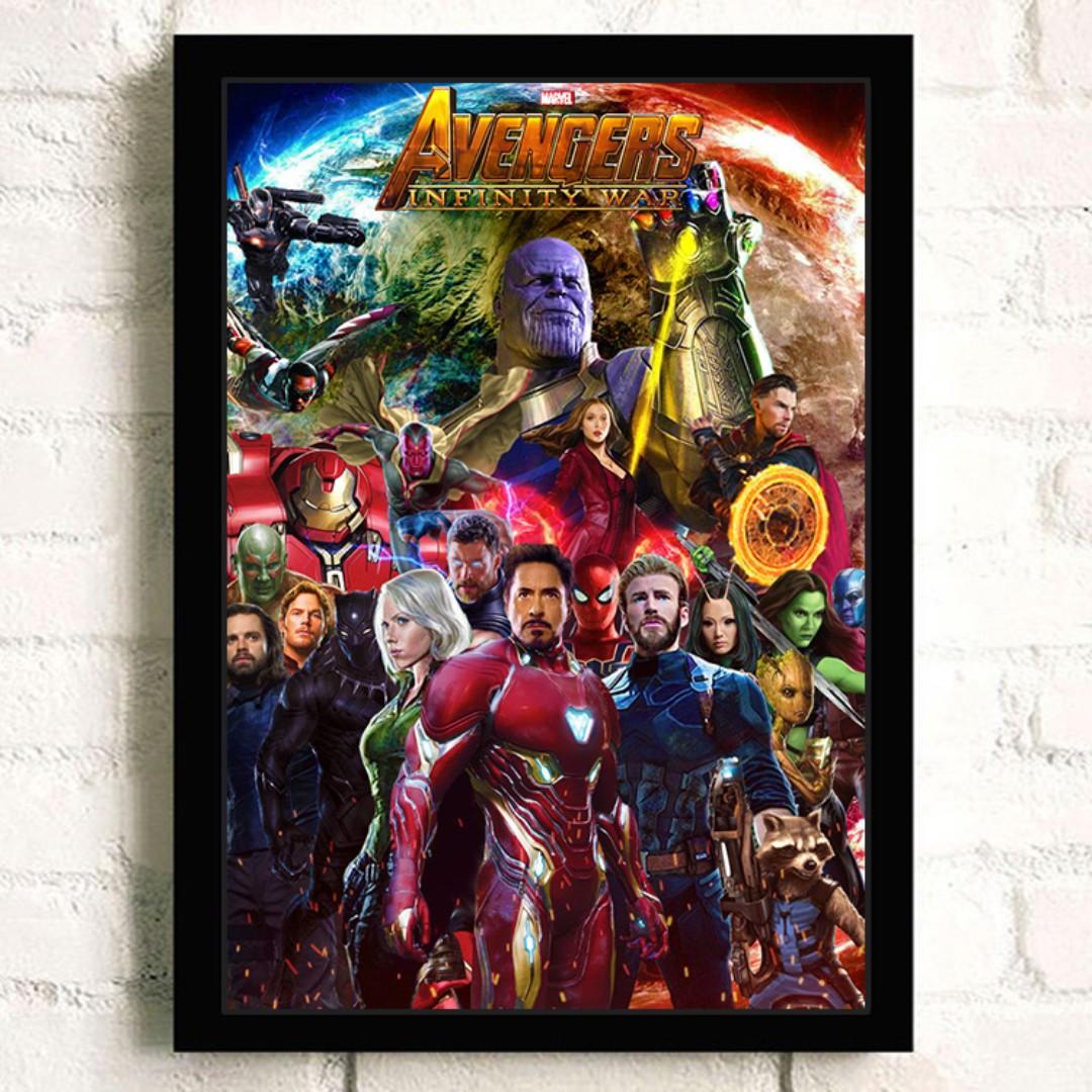 Avengers Infinity War Poster 5 With Black Frame Design Craft Art Prints On Carousell