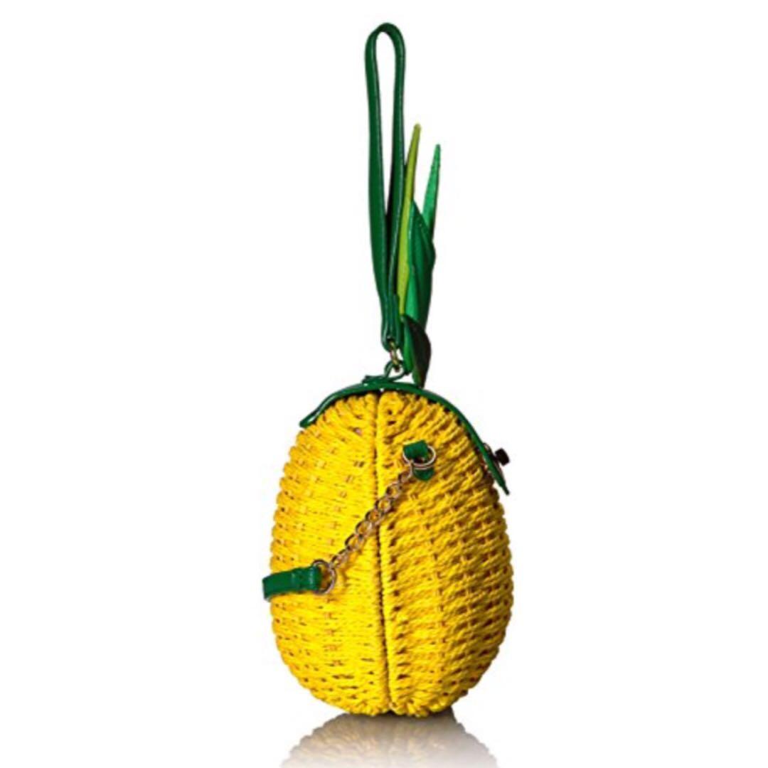 BNWT BETSEY JOHNSON PINEAPPLE YELLOW WICKER CROSSBODY BAG