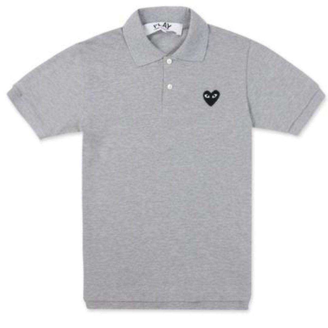 BNWT CDG Play Grey Polo Tee (Mens Size M), Men's Fashion, Tops