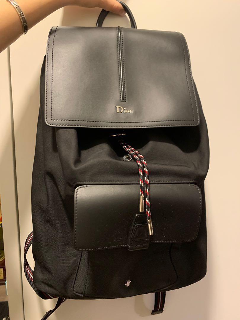 Black calfskin and black hotsell nylon backpack with red detailing