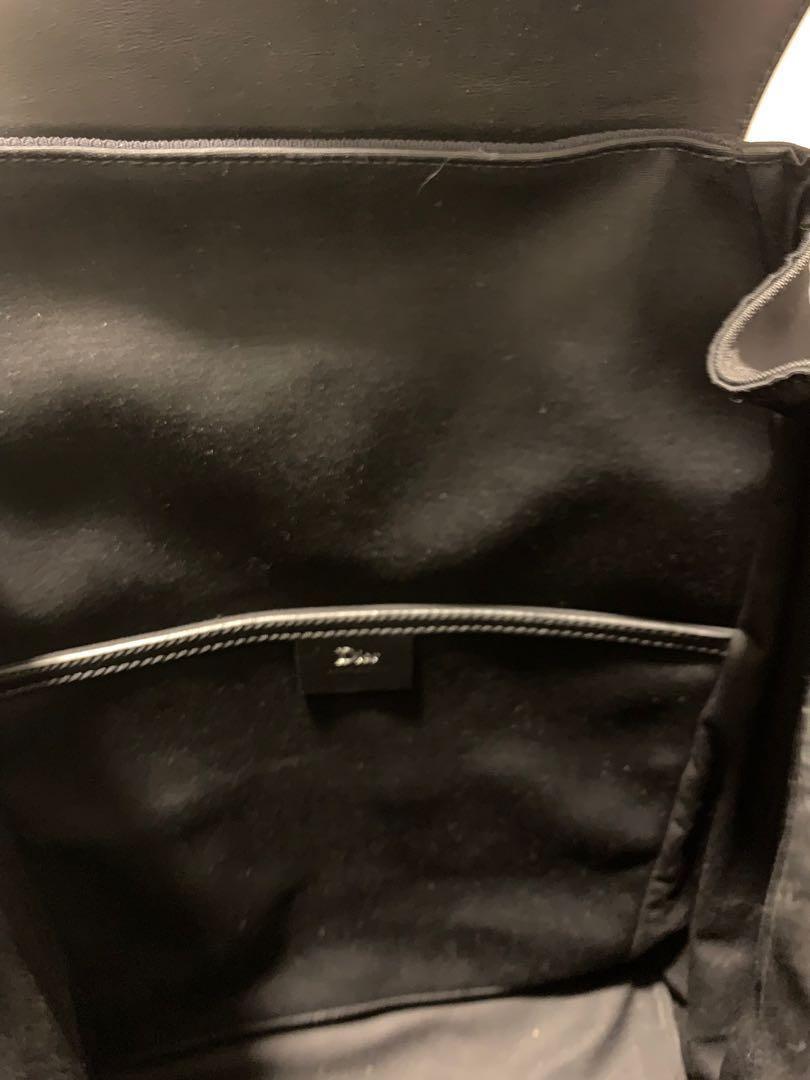 Black calfskin and black nylon backpack with red detailing 2025