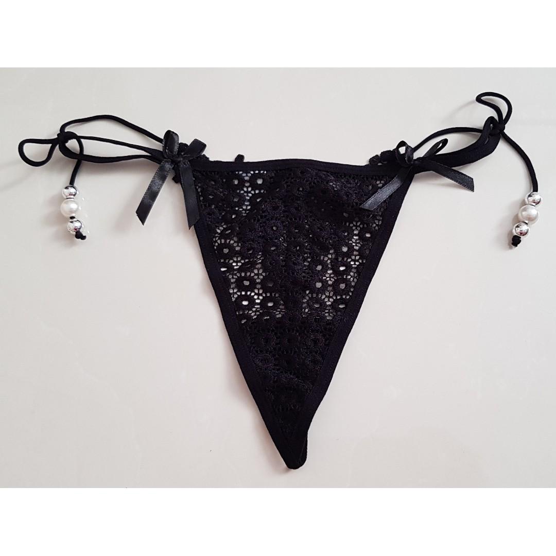 Cupless Leather Bra With Ruffle Trim, Underwire Cups, Pasties And Matching G-string With Side Tie Closure main image 0