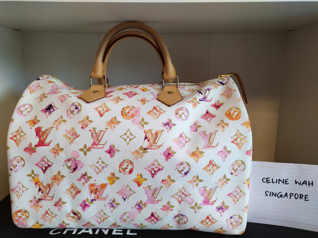 my Louis Vuitton watercolor speedy 35 with alice in the wonderland clay  long bag charm