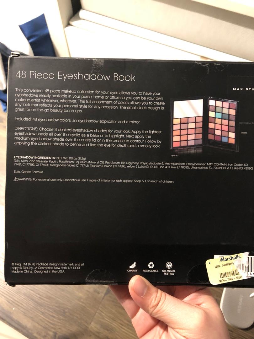 Max Studio 48 Eyeshadows and Applicator (Category: Makeup) located in Quezon City. Submitted by kristinecruz828 (Listing ID 232583652, Image 3). Description: Max Studio Beauty Book: 48 Eyeshadows and Eyeshadow Applicator Straight from the U.S. RFS: not using make-up anymore New/unused #maxstudio #eyeshadow #eyes #makeup .