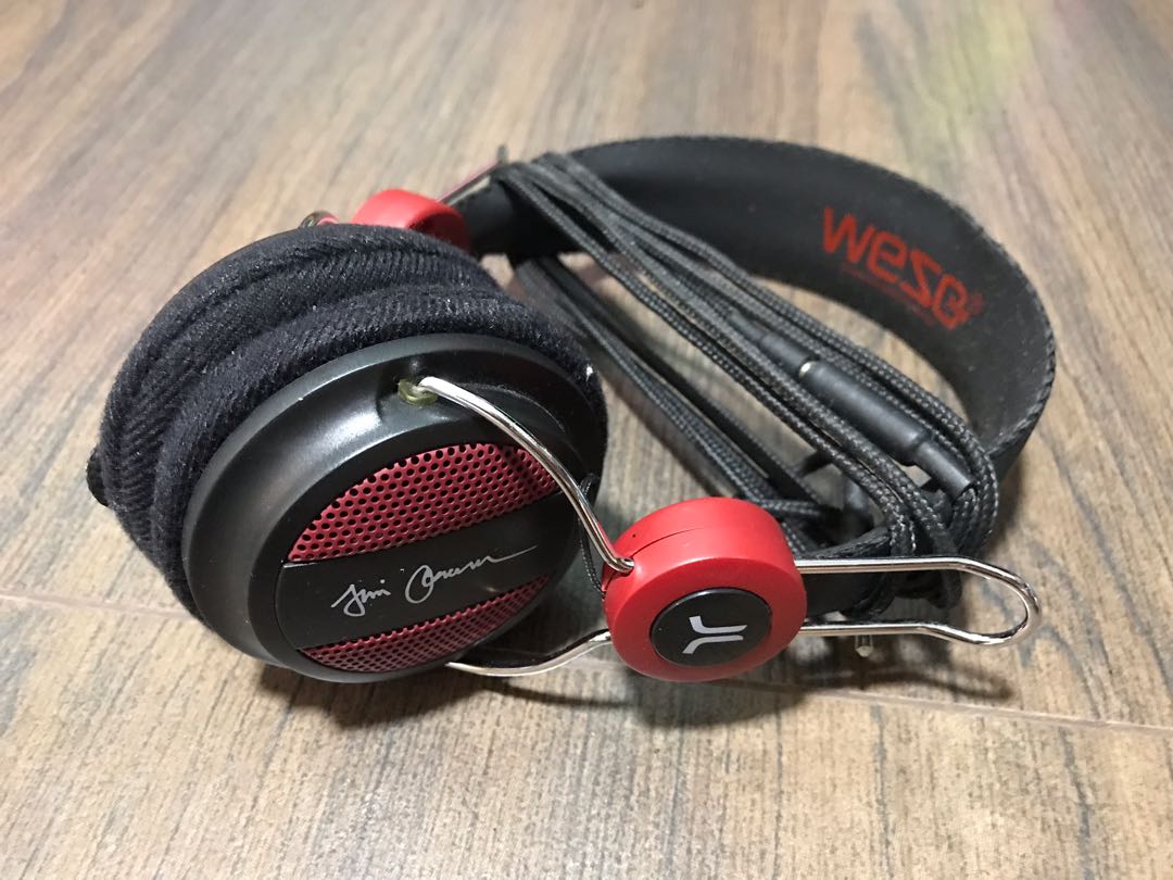 red black headphones