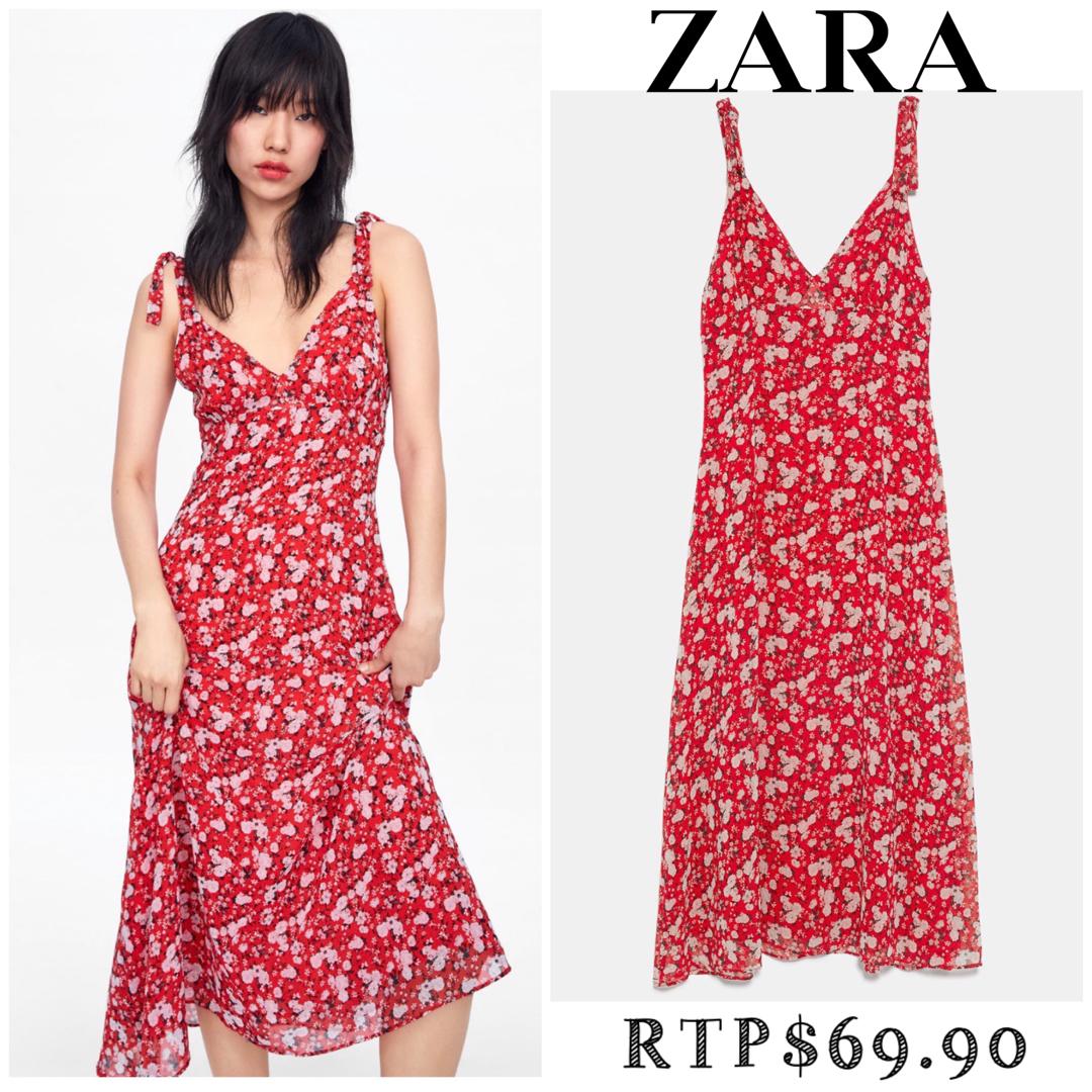 red flower dress zara