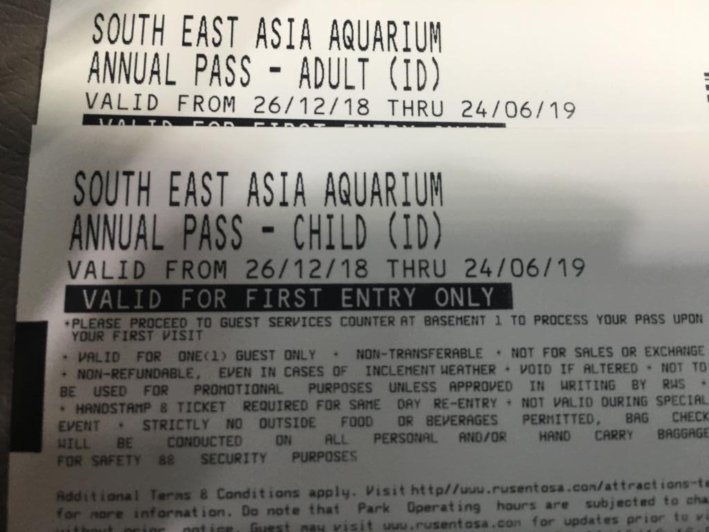 SeA Aquarium Annual Passes 1 adult one child, Tickets & Vouchers
