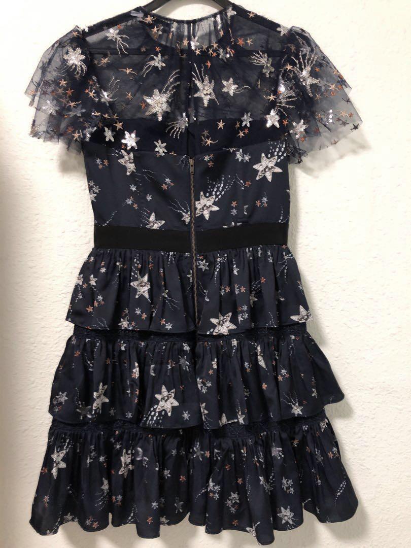 Self portrait tiered deals star print mini dress