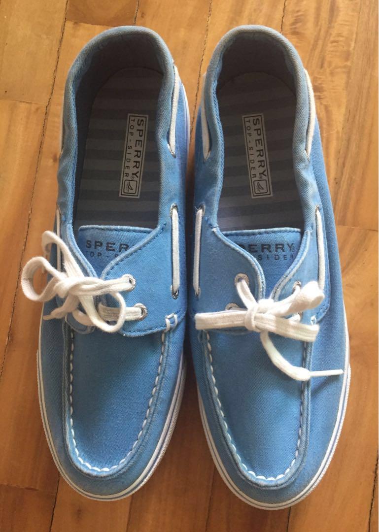 light blue sperrys women's