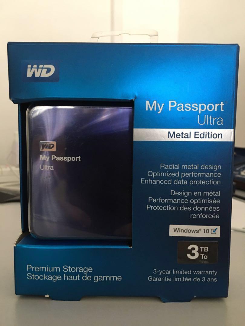 Wd 3tb Blue Black My Passport Ultra Metal Edition Portable External Hard Drive Usb 3 0 Wdbezw0030bba Nesn Electronics Computer Parts Accessories On Carousell