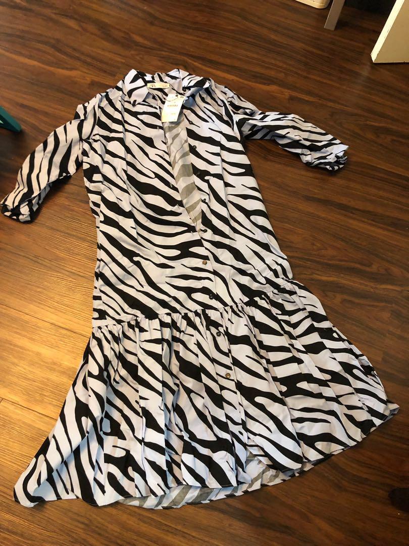 zara blue zebra dress
