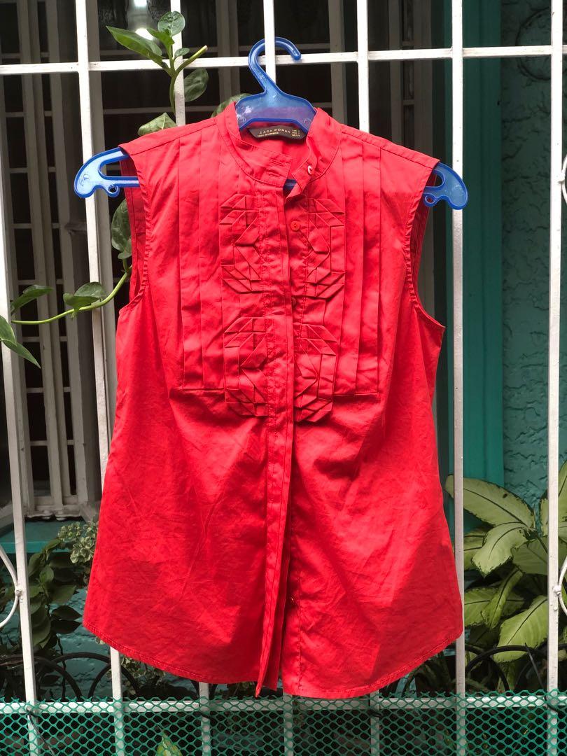 Zara Red Top Blouse (Category: Blouses) located in Manila. Submitted by arquila (Listing ID 232631230, Image 1). Description: Zara Red Sleeveless Top Blouse Used twice. Good condition.
